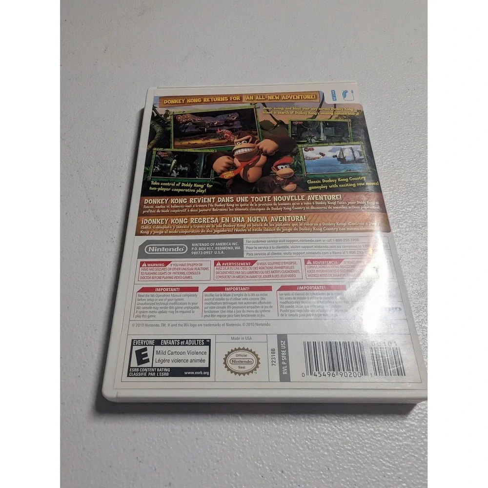 Donkey Kong Country Returns Nintendo Wii Game CIB E NTSC 2010 Platformer Action